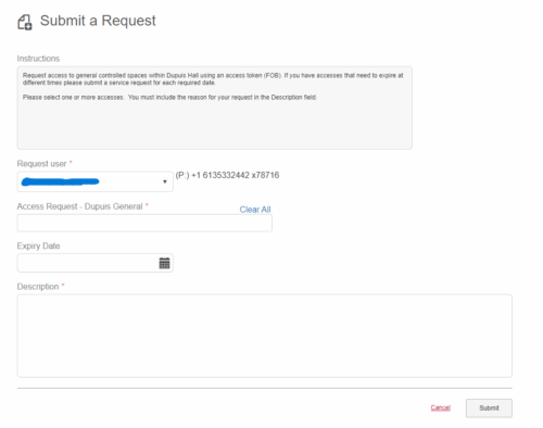Building Access Request form