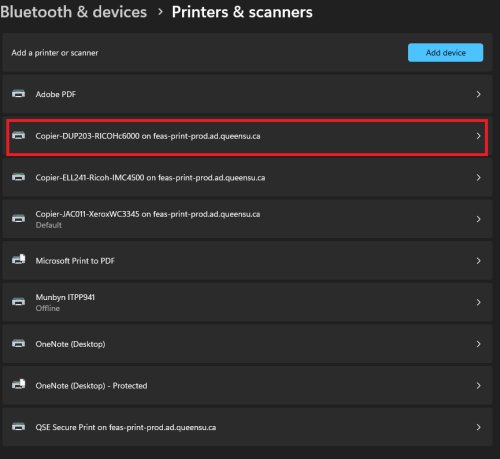 Printer selection
