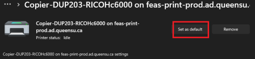 Printer set as default